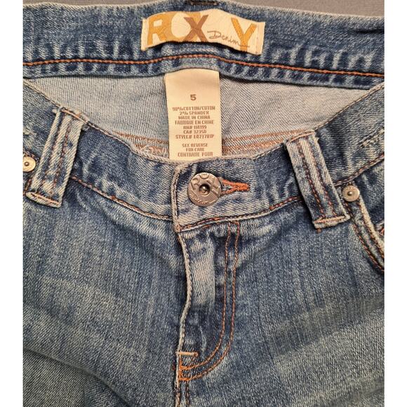 Y2K Roxy Denim Womens Jeans Size 31x32 Low Rise Flare Medium Wash Sunset Beach - Picture 3 of 9